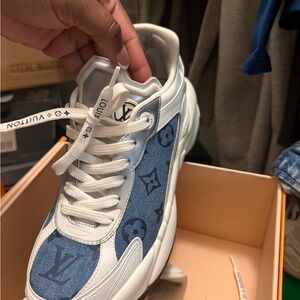 Louis Vuitton Denim and White Monogram Sneakers